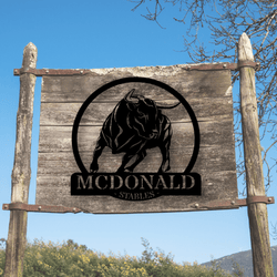 Customizable Bull Ranch Sign